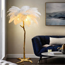 Axyaa Ostrich Feather LED Floor Lamp - Modern Nordic Gold Resin Standing Light
