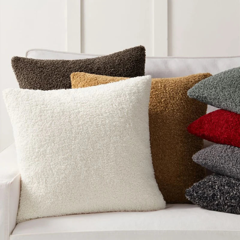 Axyaa Plush Faux Fur Teddy Cushion Cover for Cozy Home Decor