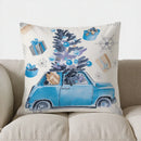 Blue Car & Tree Christmas Pillow Cover - Axyaa Brand