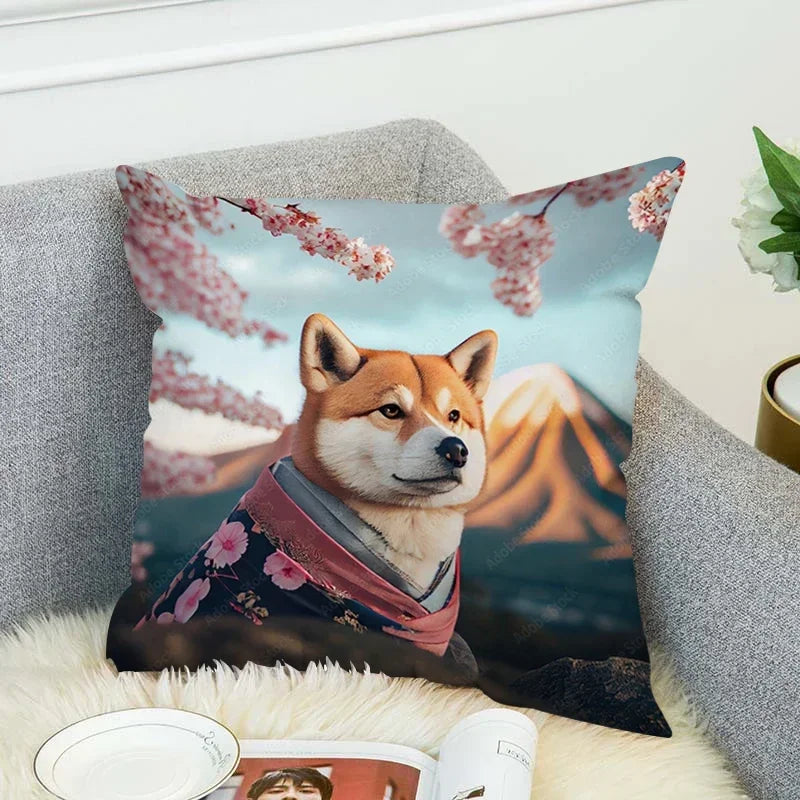 Axyaa Shiba Inu Cushion Cover 45x45cm for Bed or Chair Decor