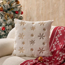 Axyaa Snowflake Sequined Embroidered Christmas Pillowcase in Red White