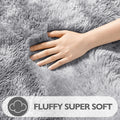 Axyaa Tie-Dye Memory Foam Plush Rug, Light Gray Large Rug for Living Room & Bedroom