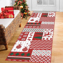 Axyaa Reindeer Christmas Tree Print Runner Rug Non-slip Bedroom Bedside Mat