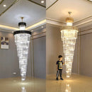 Axyaa Elegant Crystal LED Chandelier - Modern Black Rotating Light for Living Room and Staircase
