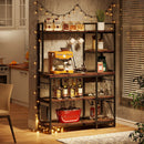 Axyaa 5-Tier Kitchen Bakers Rack with 10 Hooks, 43" Microwave Stand & Utility Shelf