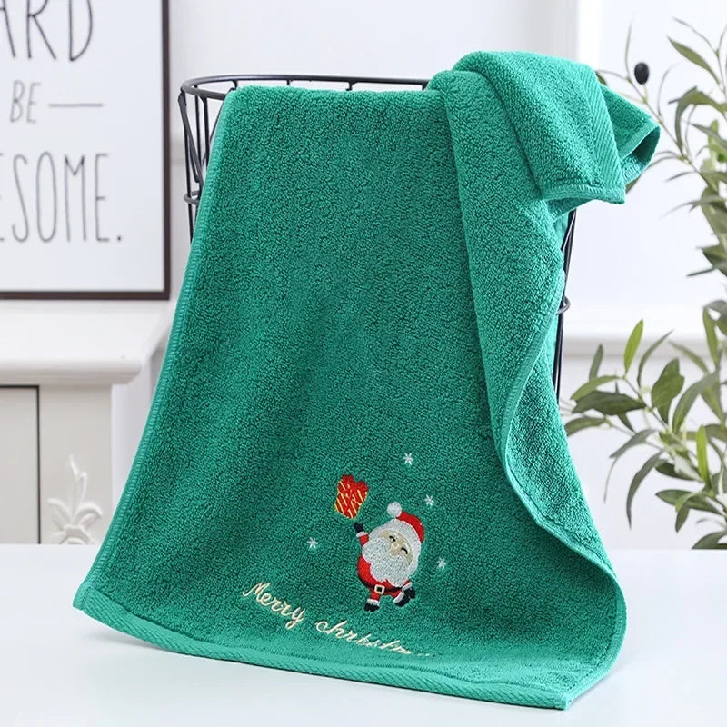 Axyaa Christmas Santa Claus Face Towel: Festive Holiday Decor Gift for Home & Bathroom