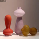 Axyaa Color Glass Vase & Artificial Flower Desk Decoration Set