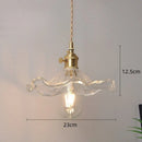 Axyaa Glass Chandelier Brass Walnut Amber Flower Glass Home Decor