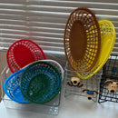 Axyaa Oval Plastic Food Baskets Set of 4 - Colorful Reusable Serving Plates