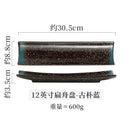 Axyaa Ceramic Sushi & Saury Plate Set, Rectangular BBQ Platter, Dumpling Serving Tray