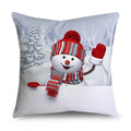 Axyaa Christmas Snowman Print Cushion Cover - 45X45CM