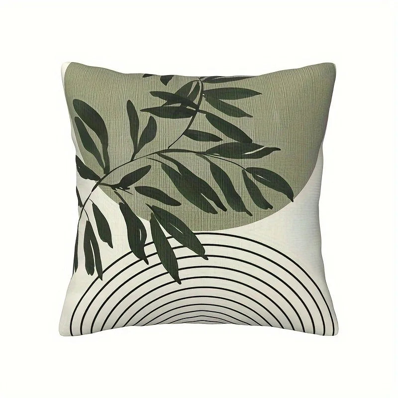Axyaa Geometric Leaf Pattern Pillowcase: Minimalist Bohemian Decor, Soft and Stylish Sofa Cushion Cover