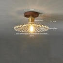 Axyaa Amber Glass LED Ceiling Lamp: Modern Aluminum Wood Light Fixture