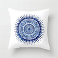 Geometric Blue Ink Flower Pillowcase for Stylish Home Decor by Axyaa