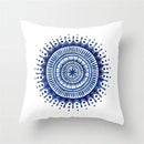 Geometric Blue Ink Flower Pillowcase for Stylish Home Decor by Axyaa