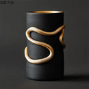 Axyaa Golden Snake Relief Vase for Chic Desk Decor & Artificial Floral Arrangement
