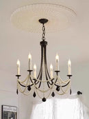 Axyaa French Crystal Chandelier, Retro Pearl Living Room Light