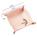 Axyaa PU Leather Desktop Storage Tray for Keys, Jewelry, and Cosmetics