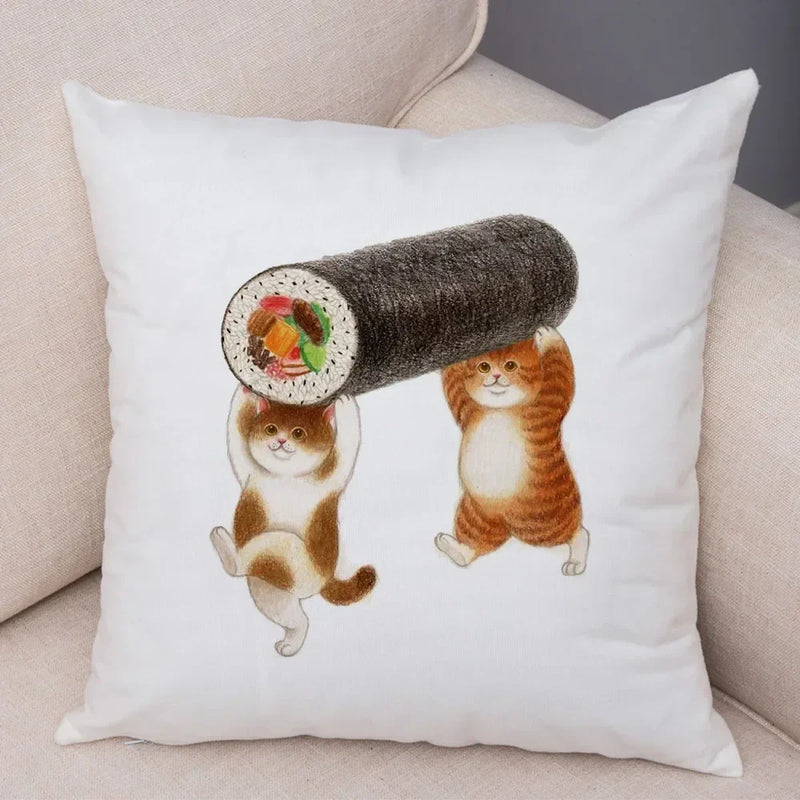Axyaa Cartoon Cat Decorative Cushion Cover for Home, Sofa, Kids Room