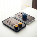 Axyaa Bamboo Tea Tray for Home Living Room Storage, Japanese Style Teaware