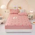 Axyaa Embroidered Padded Fitted Sheet, Washed Cotton, Single Piece, Non-Slip, All-Inclusive