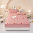 Axyaa Embroidered Padded Fitted Sheet, Washed Cotton, Single Piece, Non-Slip, All-Inclusive