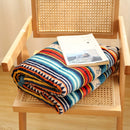 Axyaa Striped Print Double Layer Flannel Sofa Blanket for Warmth and Style