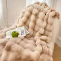 Axyaa Luxe Double Layer Rabbit Fur Tie-Dye Throw Blanket