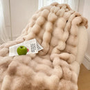 Axyaa Luxe Double Layer Rabbit Fur Tie-Dye Throw Blanket