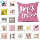 Axyaa Letter Print Pillow Case 45x45 cm Linen Cushion Cover for Home Decor