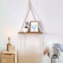Axyaa Macrame Wall Shelf: Boho Home Decor Wood Shelves for Bedroom, Living Room & Nursery