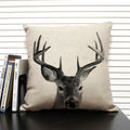 Axyaa African Animal Linen Pillow Cover 45x45cm - Lion, Elephant, Elk Portrait Decor