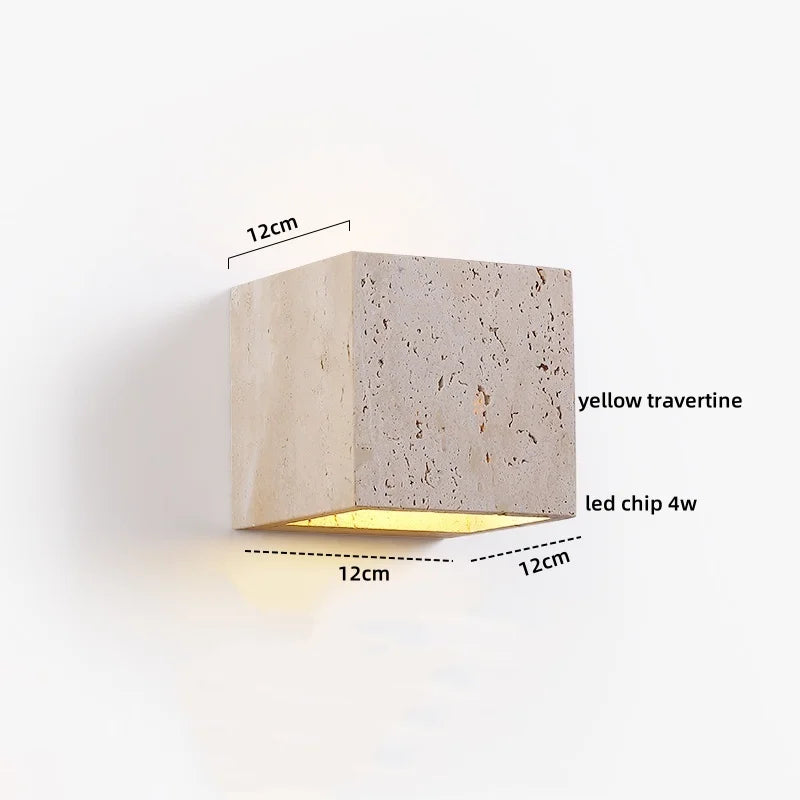 Axyaa Yellow Travertine LED Wall Lights - Modern Bedside Lamp for Home Decor