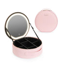Axyaa LED Mirror Makeup Case | Cosmetic Organizer with Adjustable Dividers