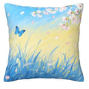 Axyaa Butterfly & Cat Landscape Pillow Cover - Sofa, Bedroom, Car Pattern Cushion Cover