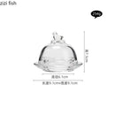 Axyaa Bird Glass Dessert Plate with Lid - Specialty Tableware for Cake, Cookies, Snacks