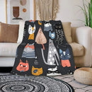 Axyaa Black Cat Flannel Travel Blanket for Adults and Kids