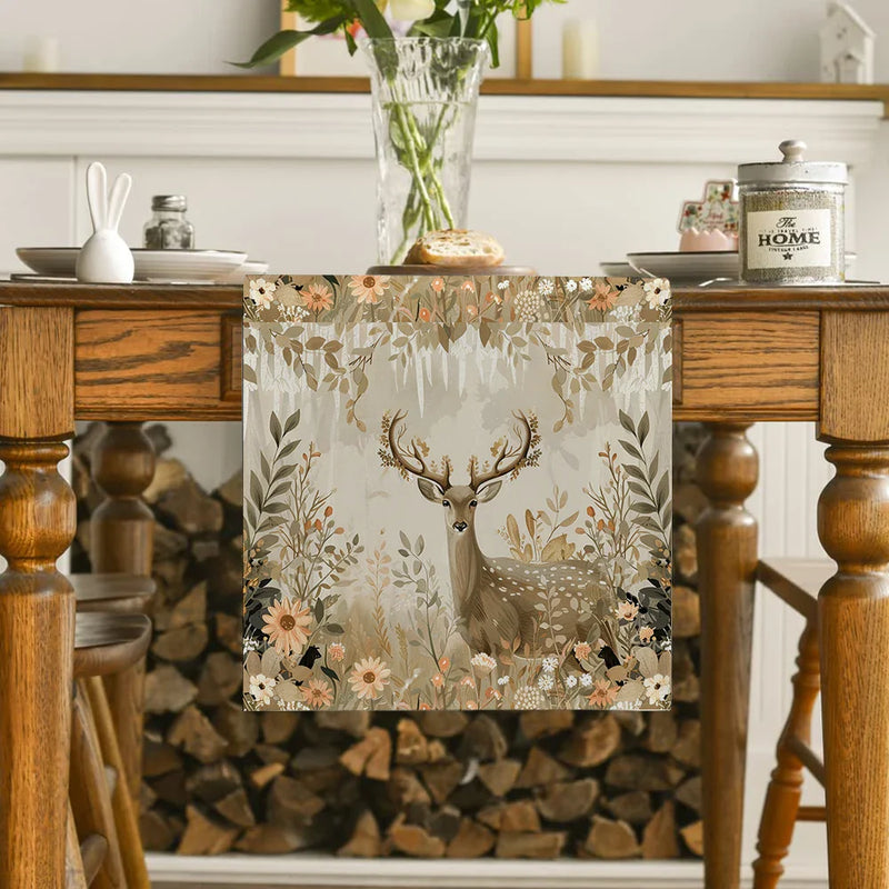 Axyaa Floral Deer Table Runner for Home Decoration and Wedding Parties