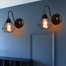 Axyaa Industrial Cage Wall Lamp Vintage Retro Loft LED Sconce E27 Fixtures