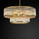 Axyaa Golden Crystal LED Chandelier Luxe Round Pendant Light for Home