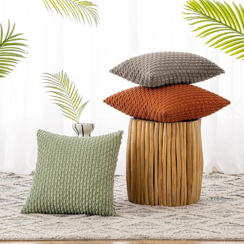 Axyaa Soft Striped Cushion Covers 20x20 Inch for Living Room Decor