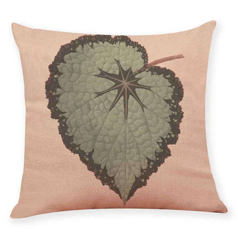 Axyaa Big Leaf Pattern Linen Pillowcase 45x45cm for Car Sofa Home Décor