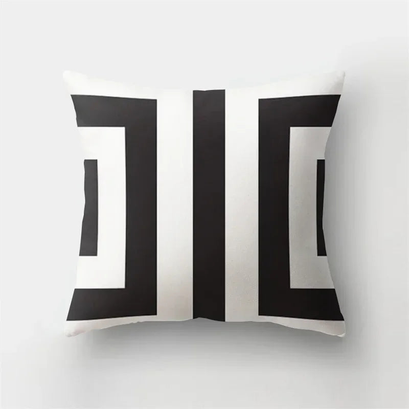 Yellow Black Geometric Cushion Cover - Wave Line Design by Axyaa