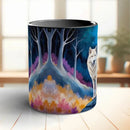 Moon & White Wolf Ceramic Coffee Mug 11oz by Axyaa - Friends Birthday Gift