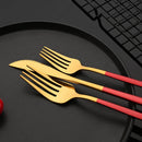 Axyaa Stainless Steel Black Gold Cutlery Set - 30Pcs Kitchen Tableware Silverware