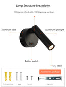 Axyaa Adjustable LED Wall Sconce Lamp, Modern Rotatable Reading Light