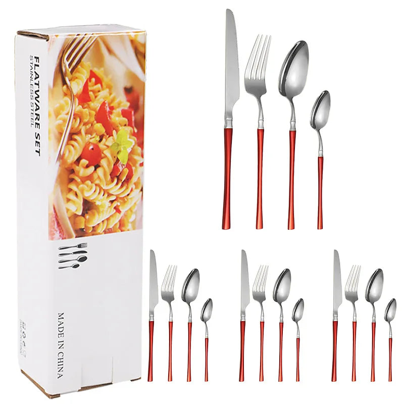 Axyaa 16-Piece Stainless Steel Tableware Set for Restaurants, Hotels, and Homes