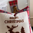 Axyaa Christmas Plaid Elk Pillow Cover Embroidered Jacquard Sofa Cushion