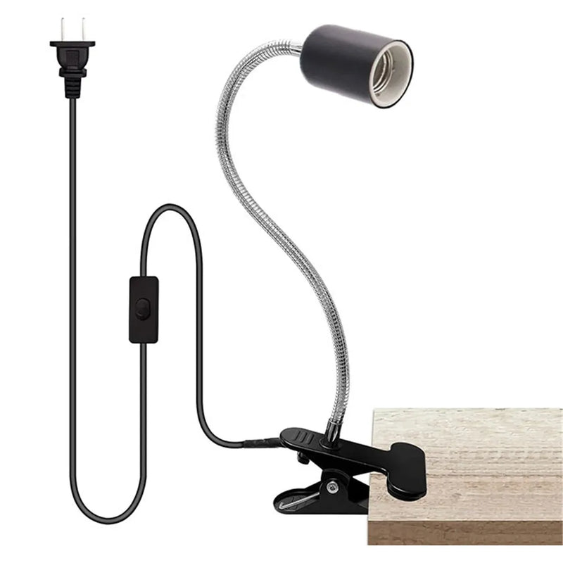 Axyaa Ceramic Clamp Light Socket with Adjustable Gooseneck Bedside Lamp Holder