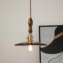 Axyaa Glass Chandelier Brass Walnut Amber Flower Glass Home Decor
